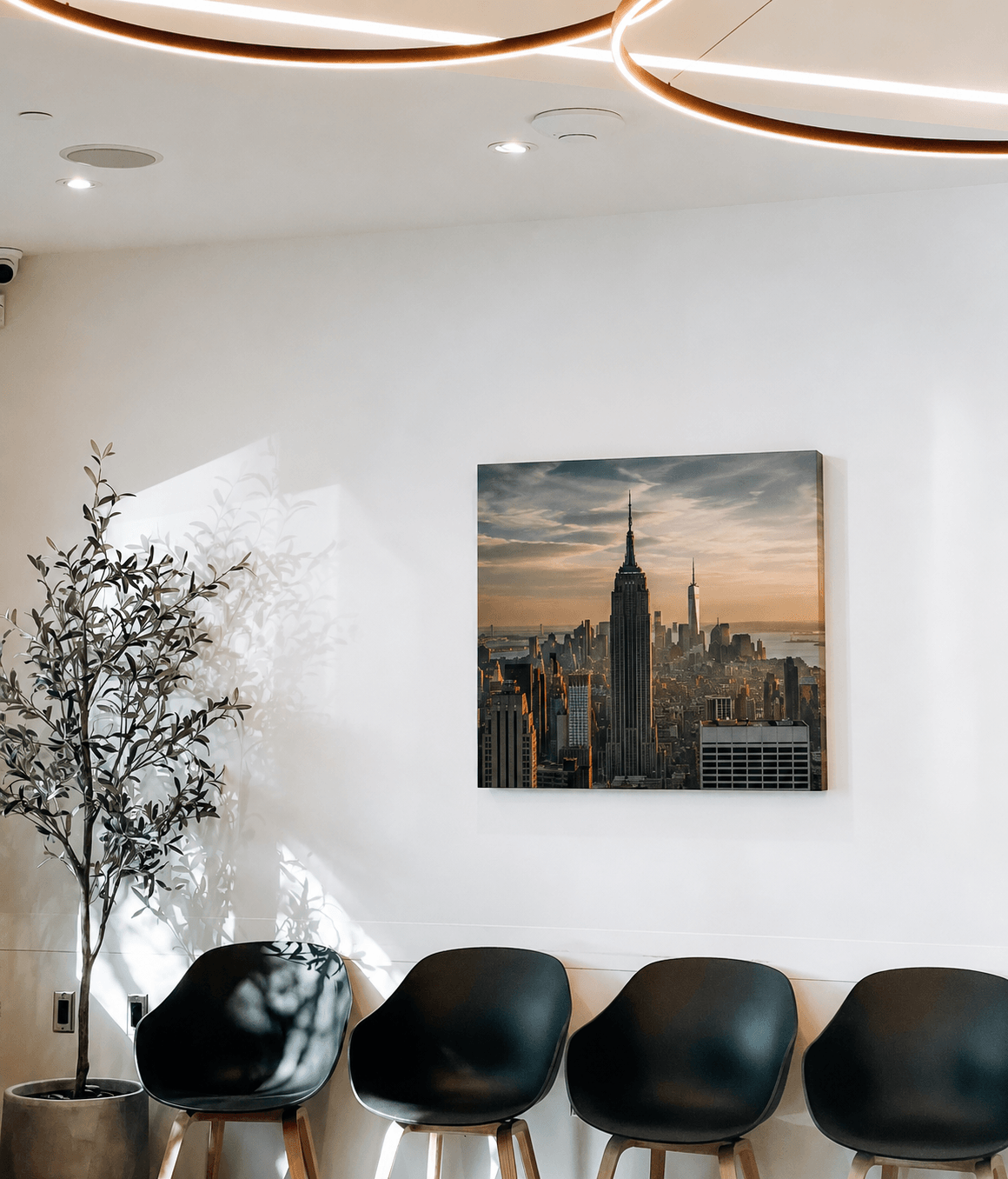 Medium-Small Frame Craft wood photo print (25×25 — 30×50 cm) shown on a wall
