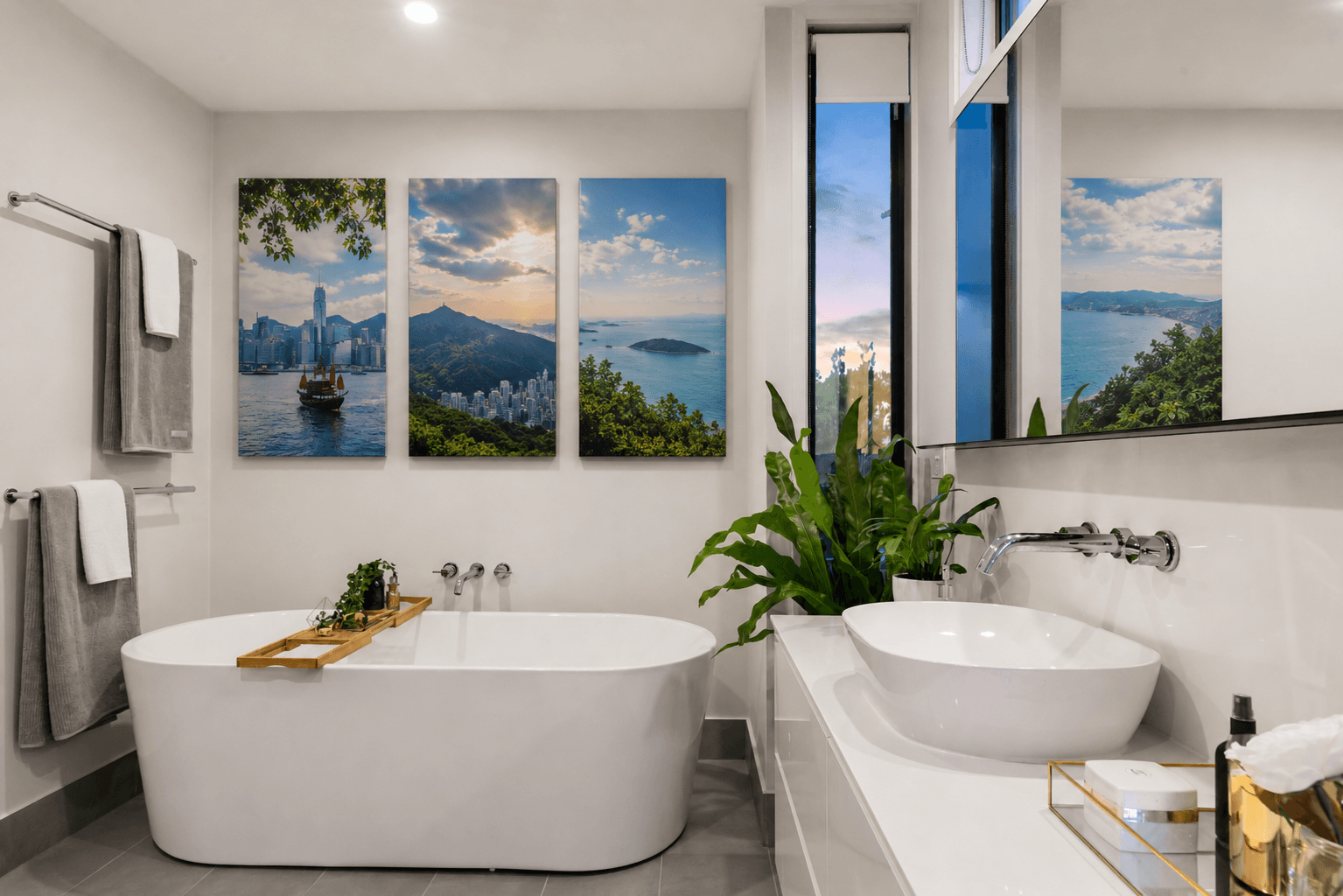 Medium Frame Craft wood photo print (35×35 — 40×60 cm) shown on a wall